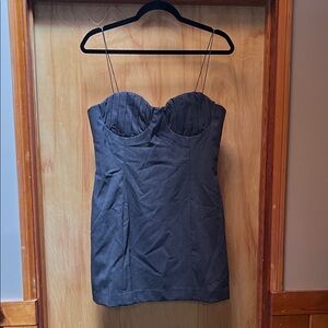 Line & Dot Charcoal Gray Strapless Mini Dress